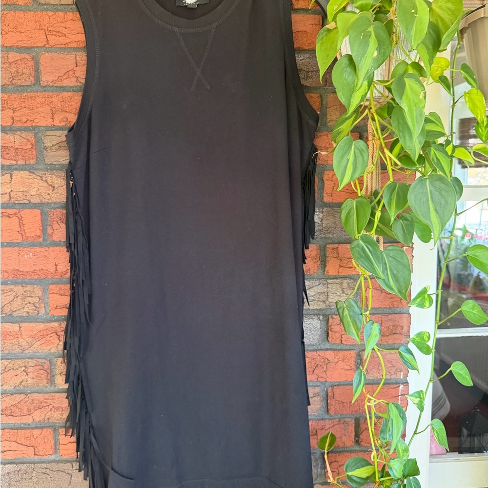 Fair Child Black Sleeveless Fringe Dress
